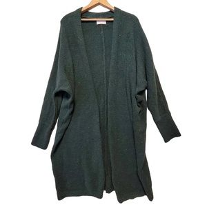 Old Navy Heavy Super Long Forest Green Marled Knit Cardigan Sweater Size XS